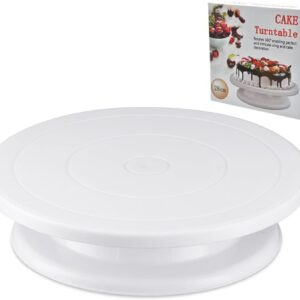 Silicone Rotating Cake Turntable – 28cm Lightweight Plastic Cake Decorating Stand (Round)